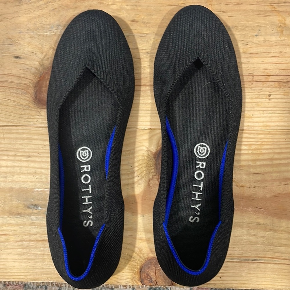 Rothy’s black flats. Size 10